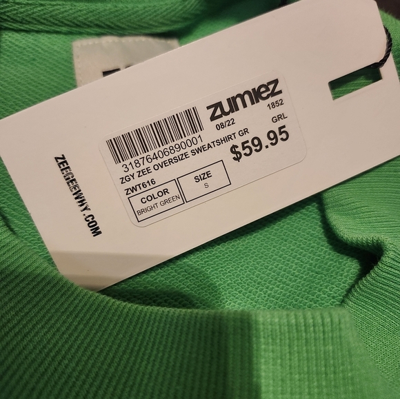 Urban Outfitters ZGY DENIM Oversized Sweatshirt Bright Green NWT Small - Picture 5 of 8